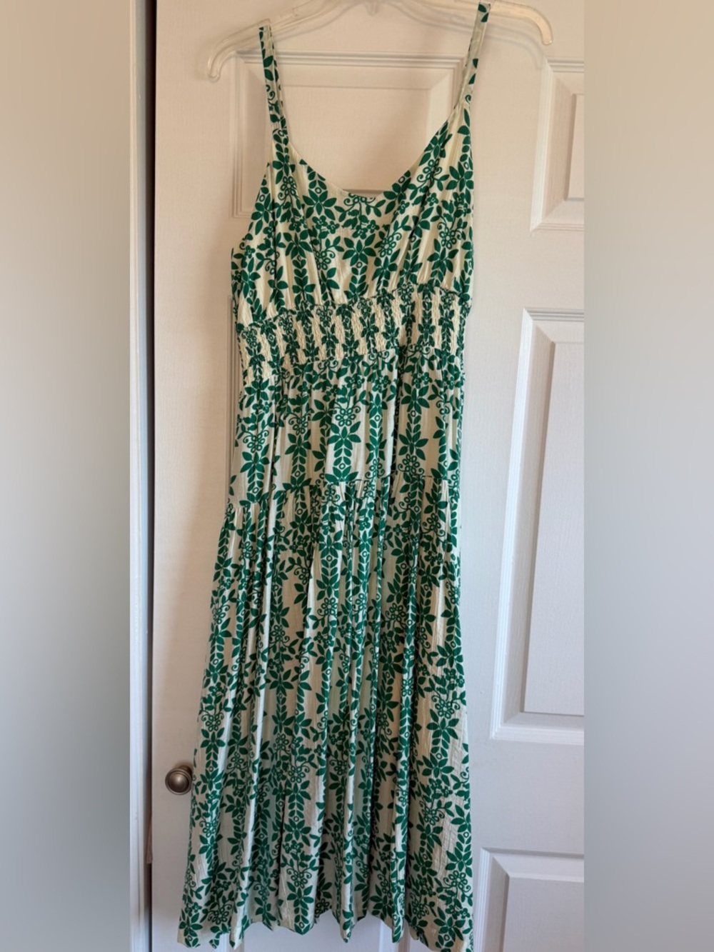 Green Floral Maxi Dress - Cream & Green
